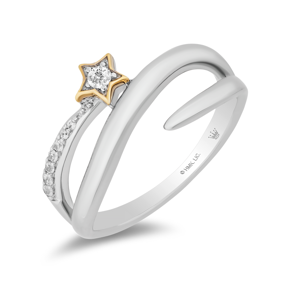 Hallmark Fine Jewelry Wrap Star Ring in Sterling Silver & 14K Yellow Gold with Diamonds