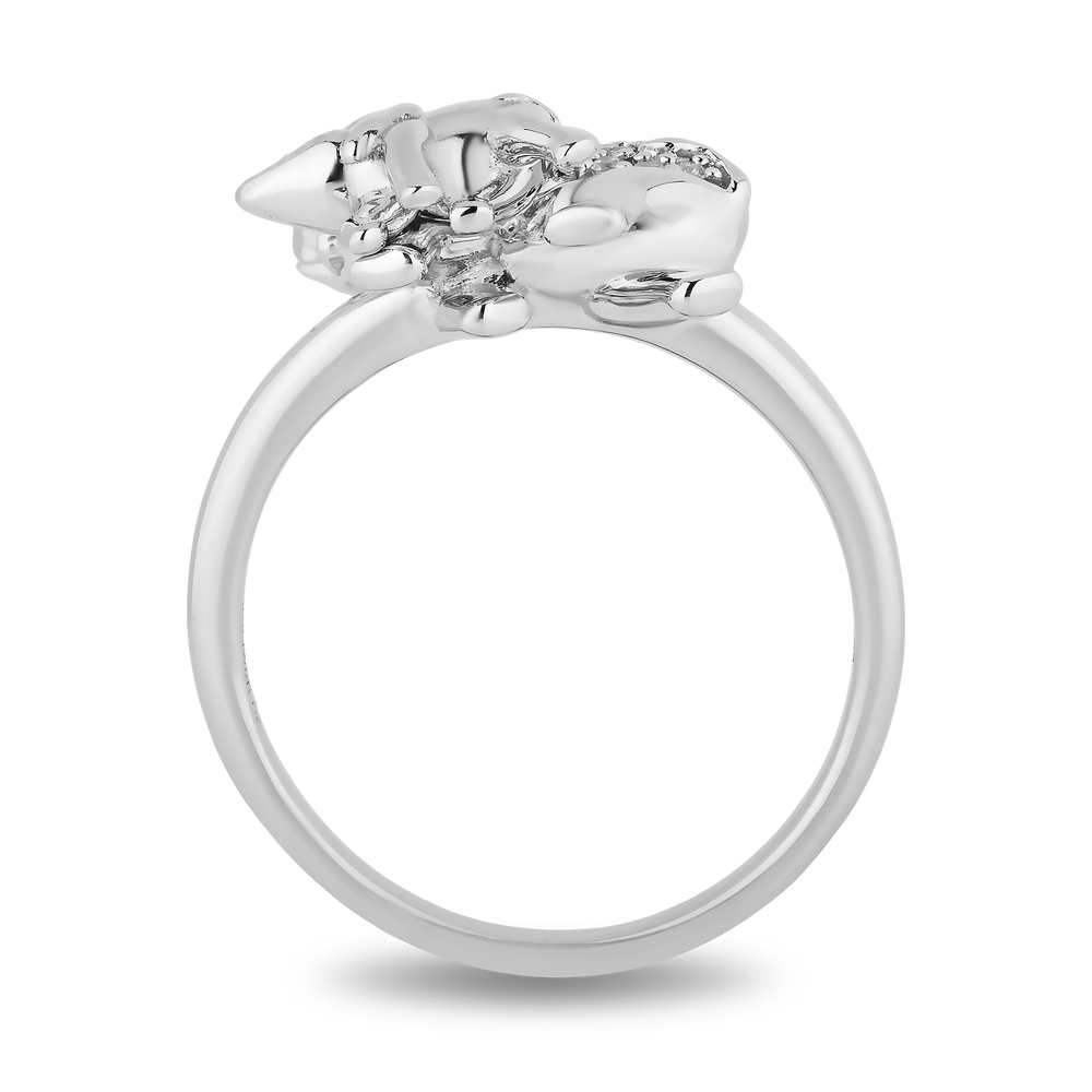 Hallmark Fine Jewelry Elephant Mama & Baby Ring in Sterling Silver with Diamonds