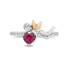 Load image into Gallery viewer, Hallmark Fine Jewelry Cupid’s Love Ring in Sterling Silver &amp; 14K Yellow Gold with Diamonds &amp; Created Ruby
