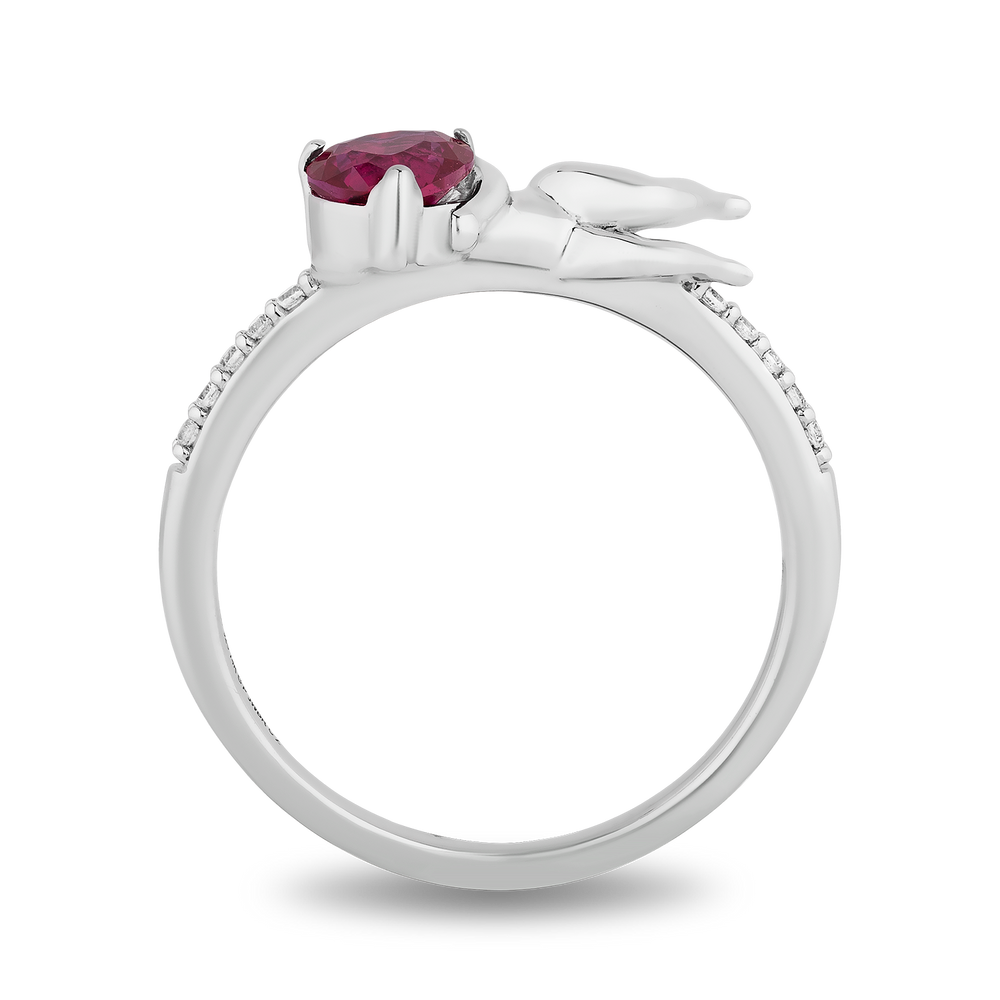 Hallmark Fine Jewelry Cupid’s Love Ring in Sterling Silver & 14K Yellow Gold with Diamonds & Created Ruby