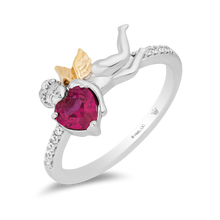 Load image into Gallery viewer, Hallmark Fine Jewelry Cupid’s Love Ring in Sterling Silver &amp; 14K Yellow Gold with Diamonds &amp; Created Ruby
