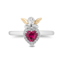 Load image into Gallery viewer, Hallmark Fine Jewelry I Heart You Ring in Sterling Silver &amp; 14K Yellow Gold with Diamonds &amp; Created Ruby
