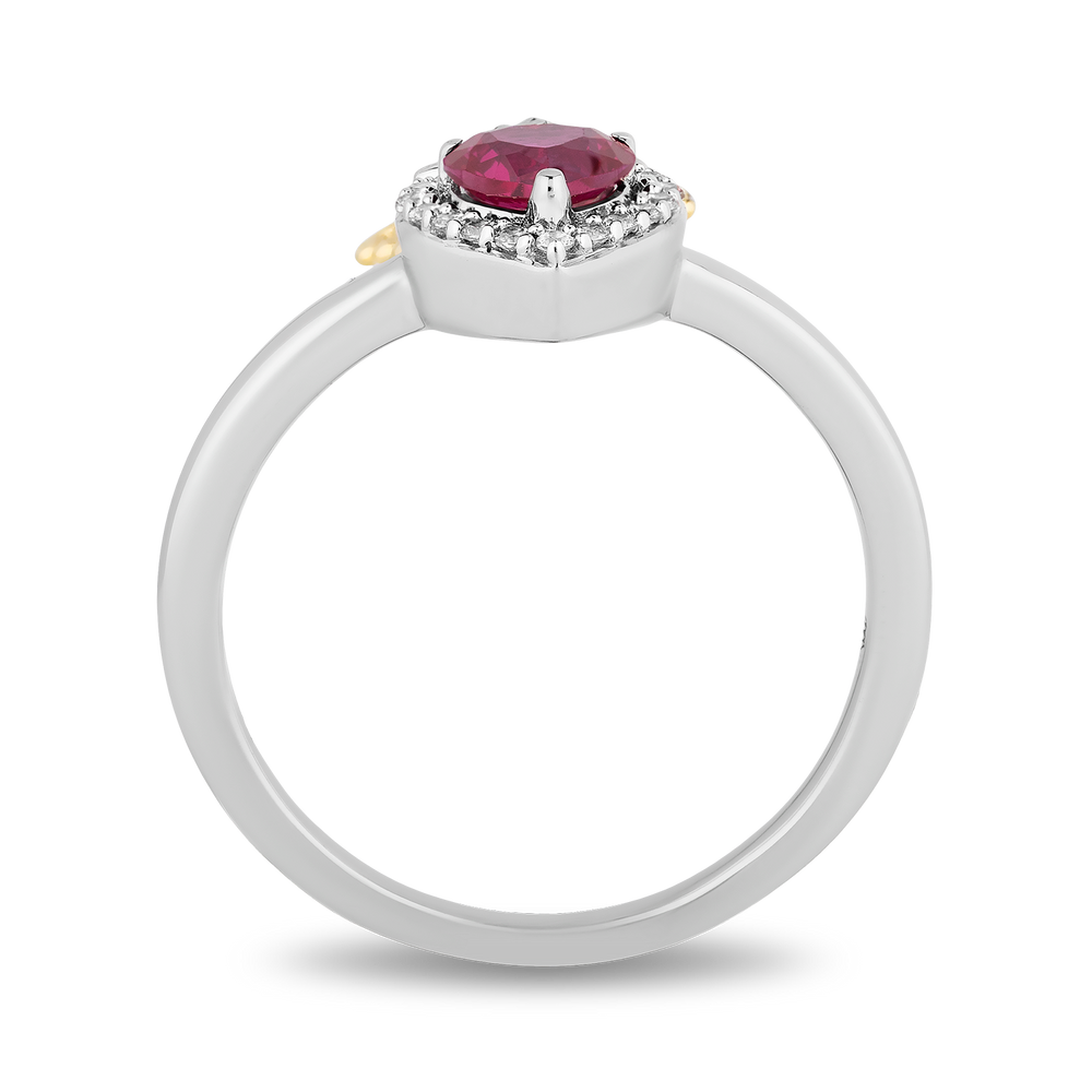 Hallmark Fine Jewelry I Heart You Ring in Sterling Silver & 14K Yellow Gold with Diamonds & Created Ruby