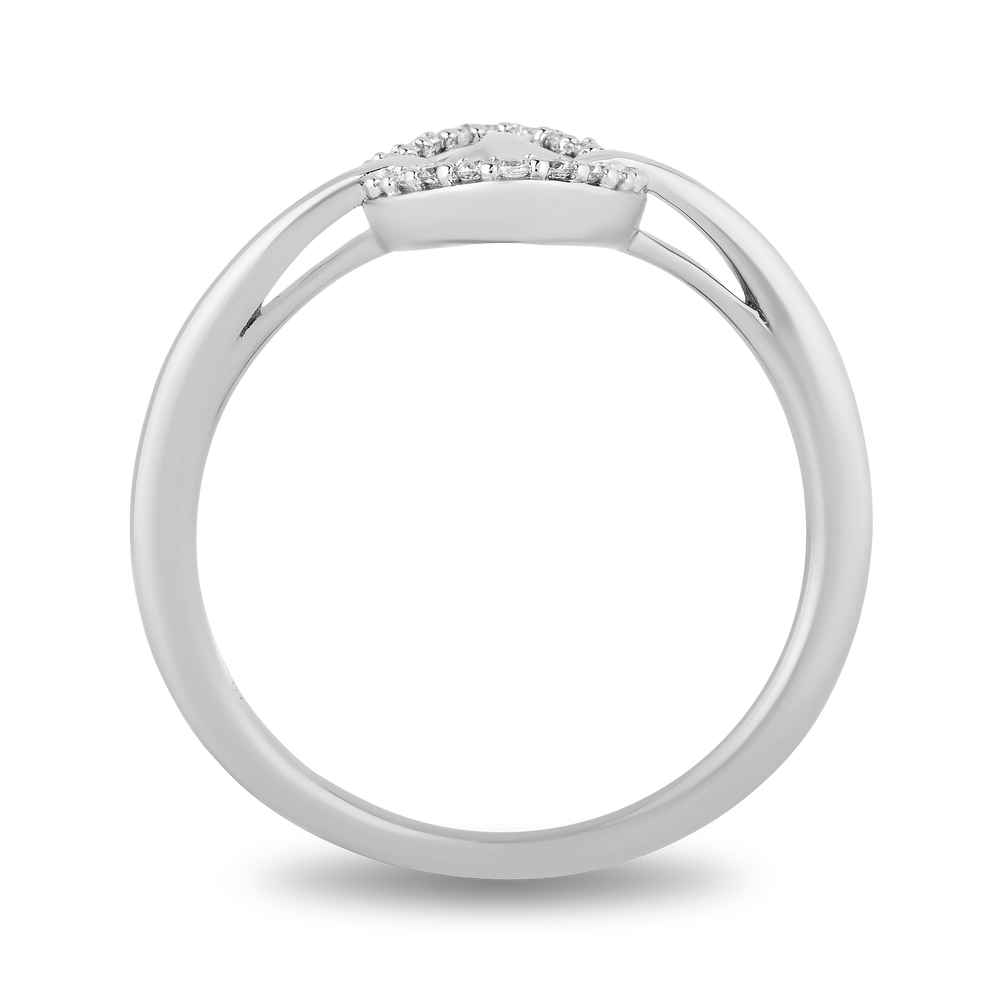 Hallmark Fine Jewelry Peace Sign Ring in Sterling Silver with 1/8 Cttw of Diamonds