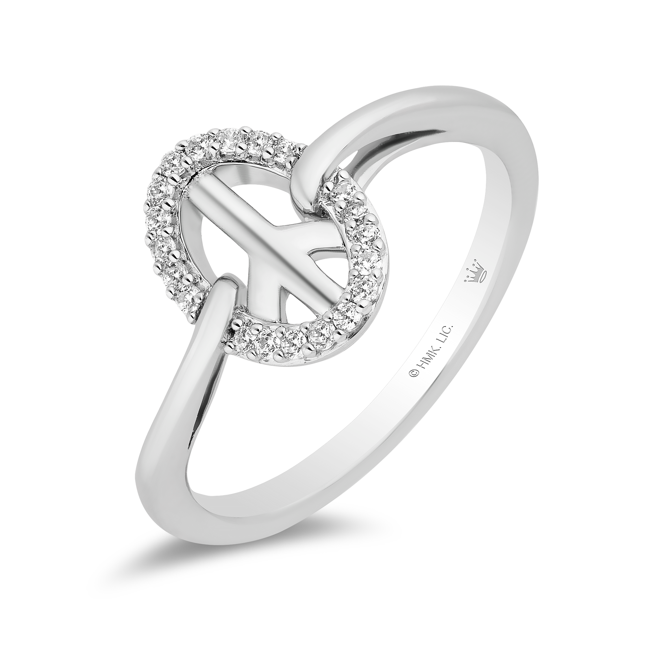 Hallmark Fine Jewelry Peace Sign Ring in Sterling Silver with 1/8 Cttw