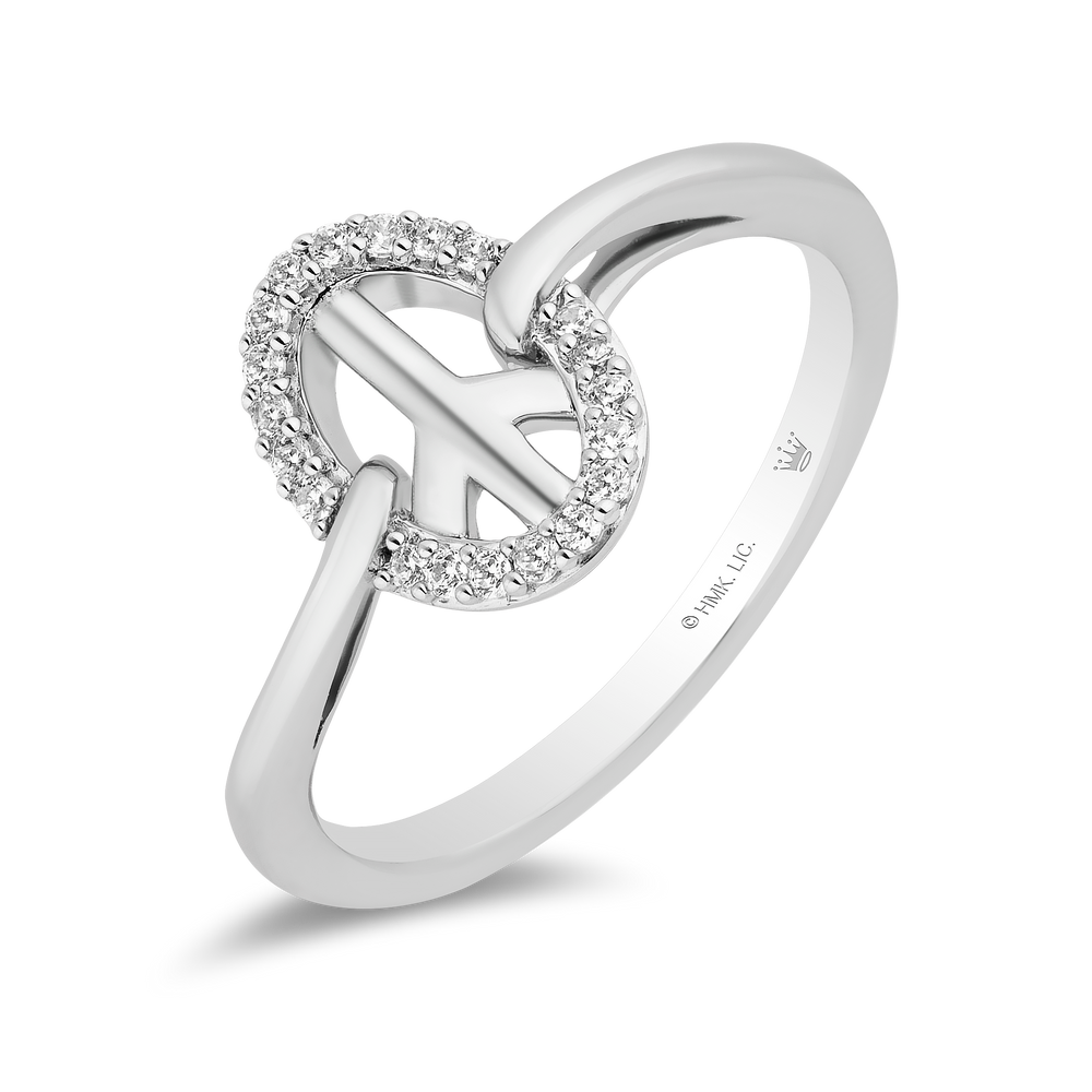 Hallmark Fine Jewelry Peace Sign Ring in Sterling Silver with 1/8 Cttw of Diamonds