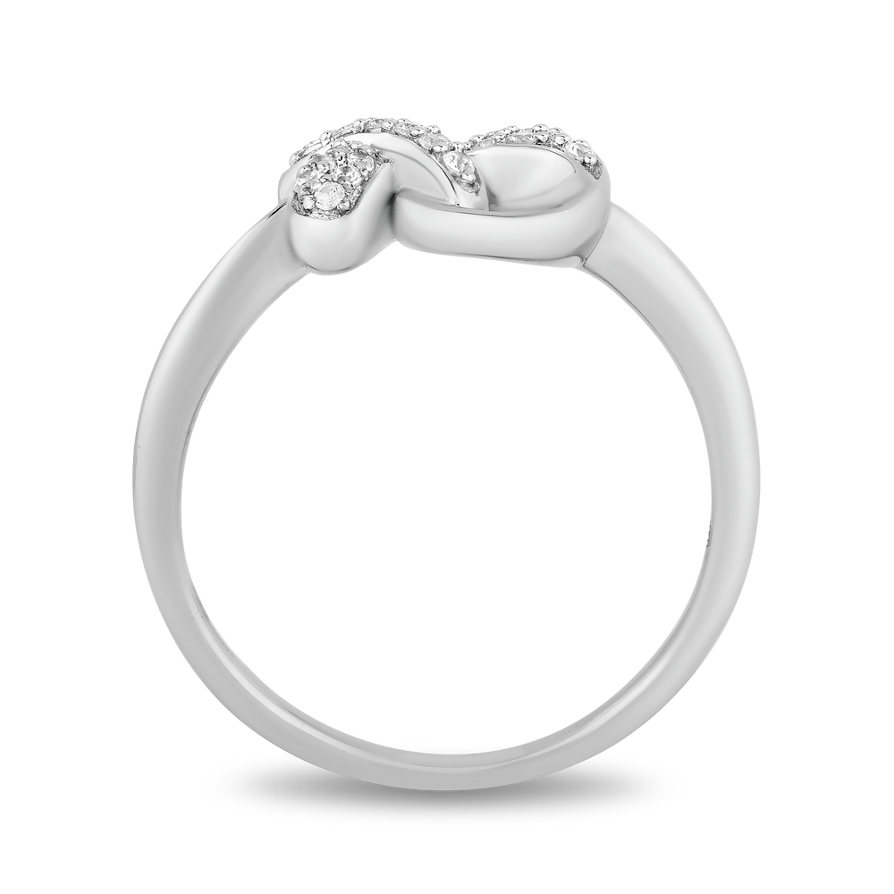 Hallmark Fine Jewelry Sculpted Hug and Kiss Ring in Sterling Silver with 1/8 Cttw of Sparkling Diamonds