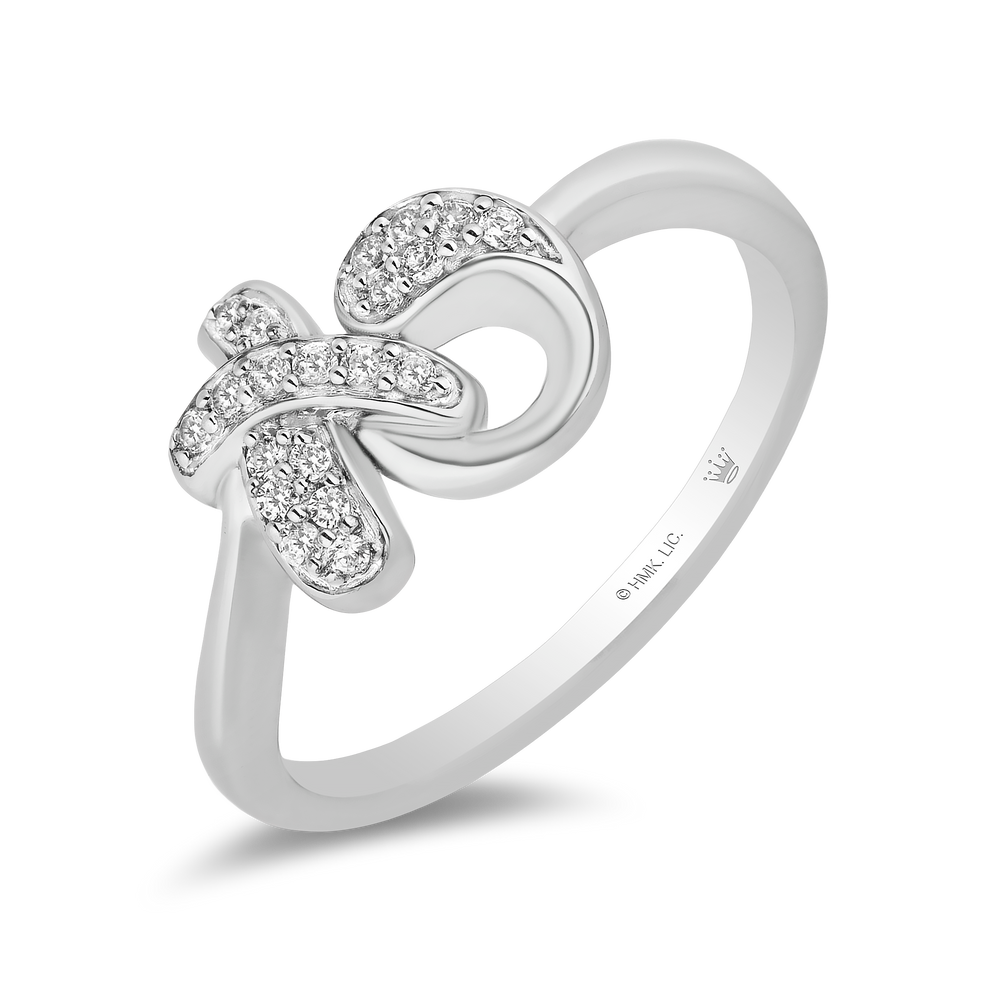 Hallmark Fine Jewelry Sculpted Hug and Kiss Ring in Sterling Silver with 1/8 Cttw of Sparkling Diamonds