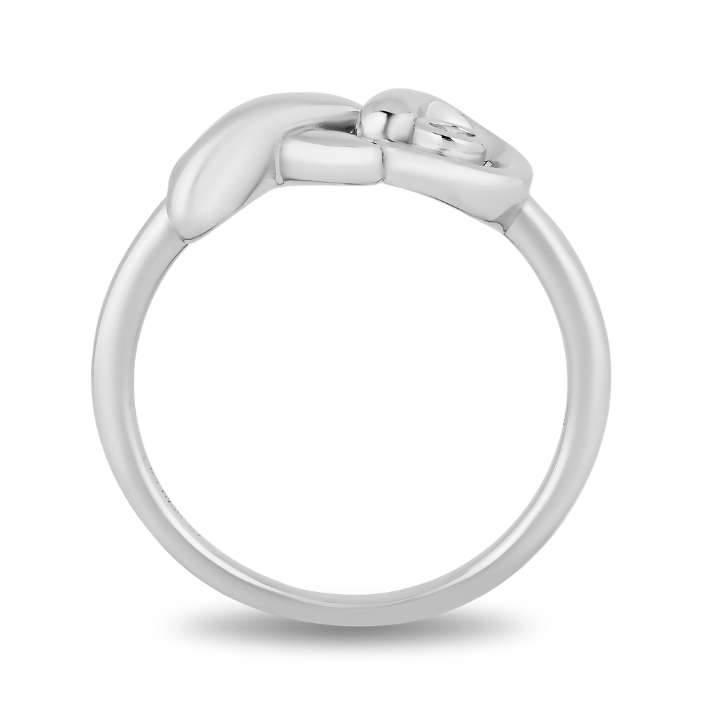 Hallmark Fine Jewelry Sculpted Hug and Kiss Ring in Sterling Silver with 1/20 Cttw of Sparkling Diamonds