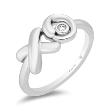 Load image into Gallery viewer, Hallmark Fine Jewelry Sculpted Hug and Kiss Ring in Sterling Silver with 1/20 Cttw of Sparkling Diamonds
