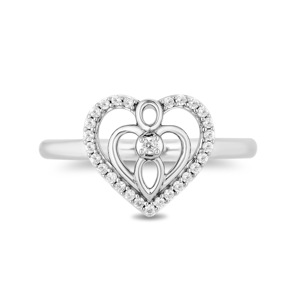 Hallmark Fine Jewelry Mother and Child Ring in Sterling Silver with 1/6 Cttw of Diamonds