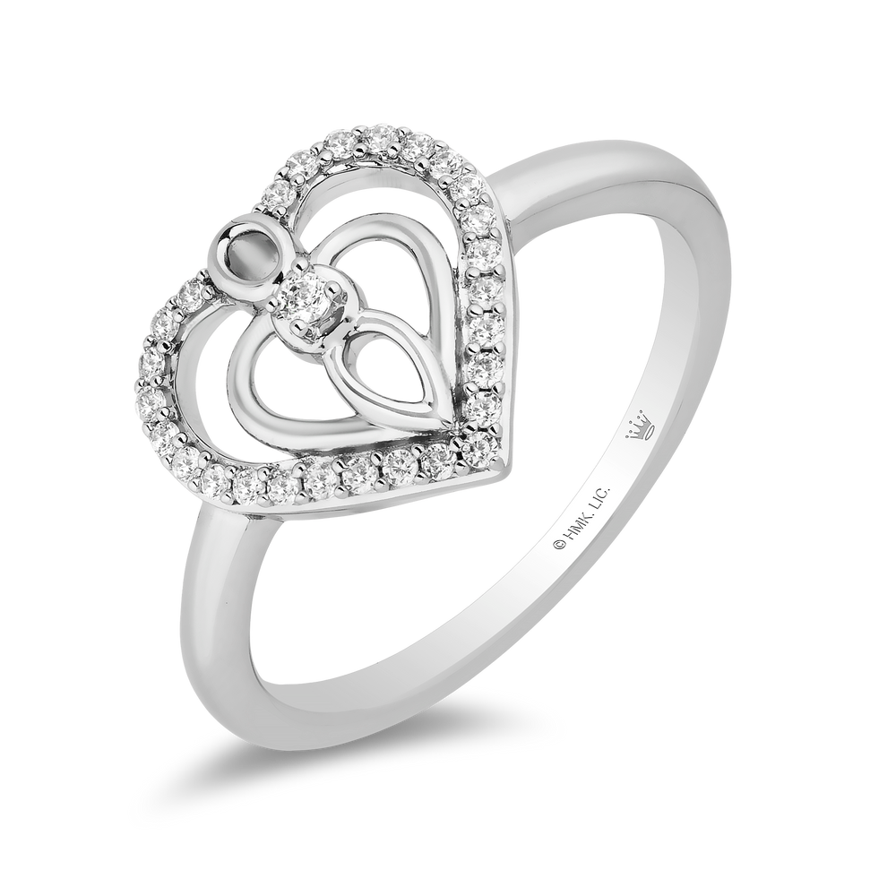 Hallmark Fine Jewelry Mother and Child Ring in Sterling Silver with 1/6 Cttw of Diamonds