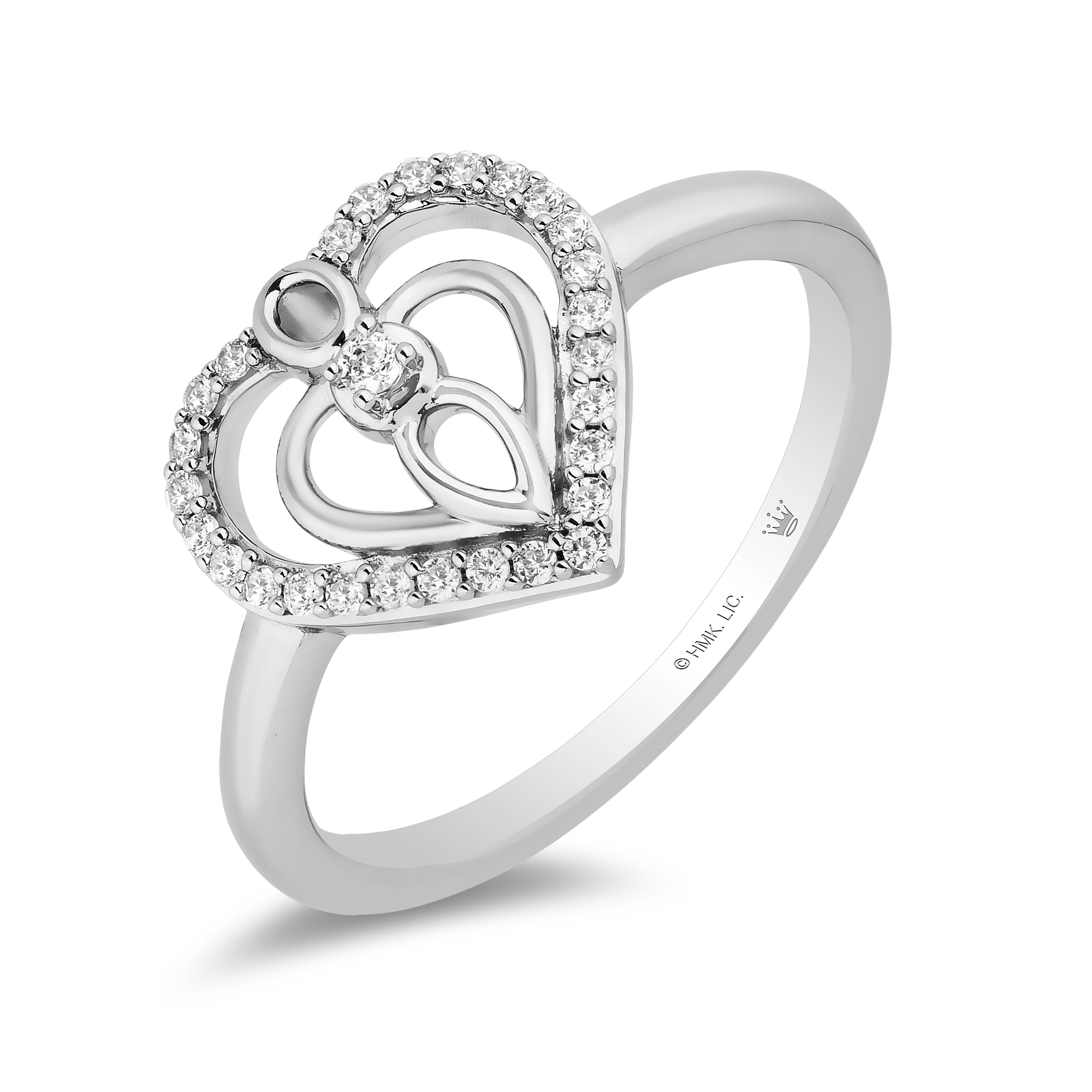 Heart With Inlaid Zircon Stones 925 Sterling Silver Women's Ring (2  Separate Rings In One Design)