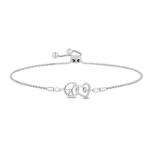 Load image into Gallery viewer, Hallmark Fine Jewelry Peace and Love Bolo Bracelet in Sterling Silver with Diamond Accents
