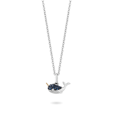 Load image into Gallery viewer, Hallmark Fine Jewelry Narwhal Pendant in Sterling Silver &amp; 14K Yellow Gold with Blue &amp; White Diamonds
