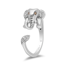 Load image into Gallery viewer, Hallmark Fine Jewelry Elephant Wrap Ring in Sterling Silver with White &amp; Champagne Diamonds
