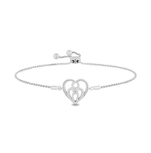 Load image into Gallery viewer, Hallmark Fine Jewelry Family Heart Bolo Bracelet in Sterling Silver with 1/6 Cttw of Diamonds
