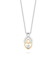 Load image into Gallery viewer, Hallmark Fine Jewelry Mother and Child Pendant in Sterling Silver and 14K Yellow Gold with 1/10 Cttw of Diamonds
