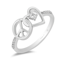 Load image into Gallery viewer, Hallmark Fine Jewelry Peace and Love Ring in Sterling Silver with 1/10 Cttw of Diamonds
