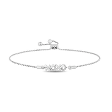 Load image into Gallery viewer, Hallmark Fine Jewelry Sculpted Hugs and Kisses Bolo Bracelet in Sterling Silver with Diamond Accents
