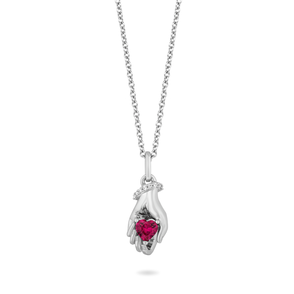 Hallmark Fine Jewelry Take My Heart Pendant in Sterling Silver with Diamonds & Created Ruby