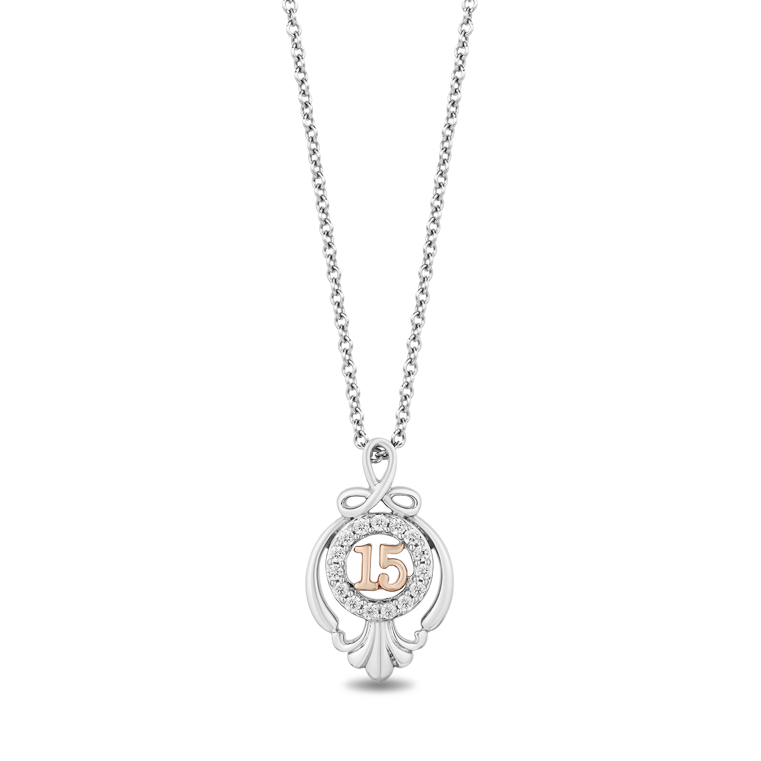 Hallmark Fine Jewelry Sweet 15 Sterling Silver and 14K Rose Gold Penda