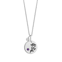 Load image into Gallery viewer, Hallmark Fine Jewelry February Flower of the Month Pendant in Sterling Silver with Amethyst and Diamond Accent
