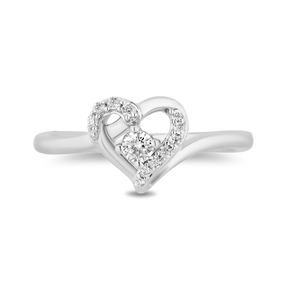 Hallmark Fine Jewelry Medium Heartbeat Promise Ring in Sterling Silver with Diamonds