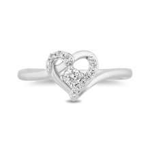 Load image into Gallery viewer, Hallmark Fine Jewelry Medium Heartbeat Promise Ring in Sterling Silver with Diamonds

