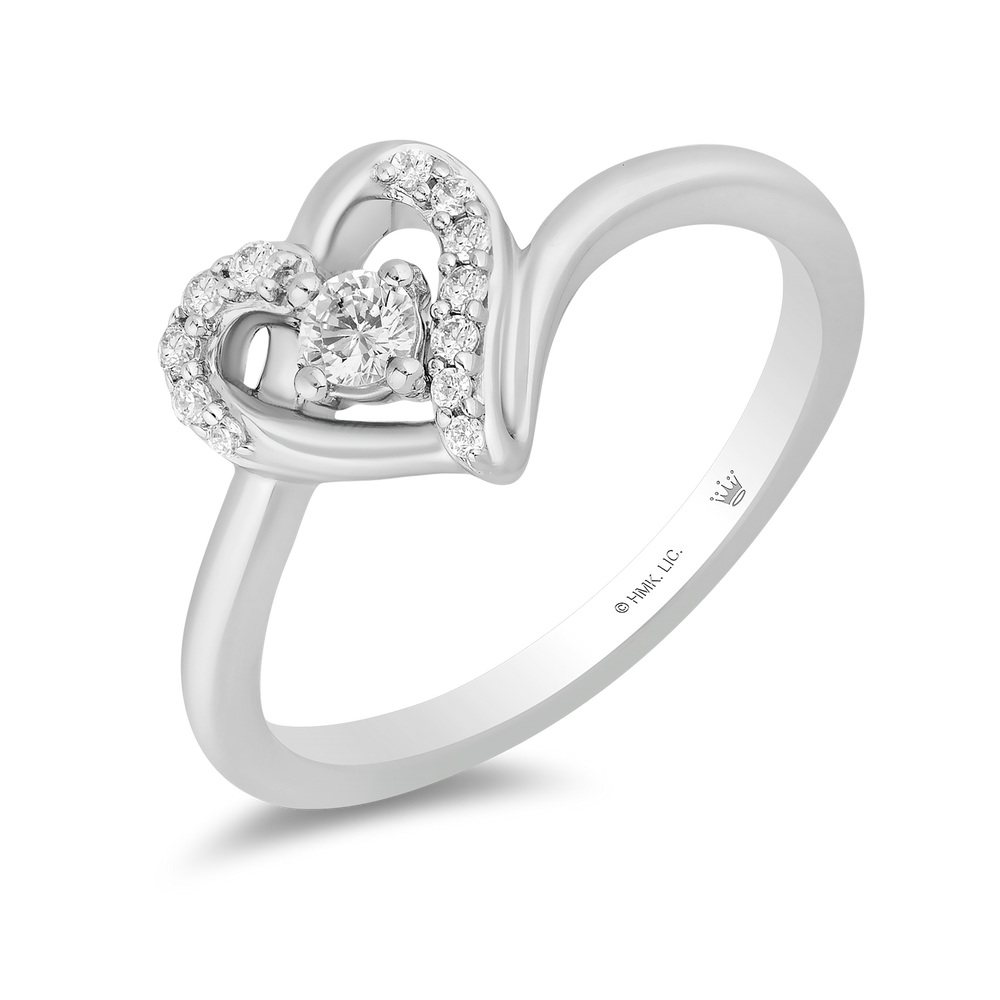 Hallmark Fine Jewelry Medium Heartbeat Promise Ring in Sterling Silver with Diamonds