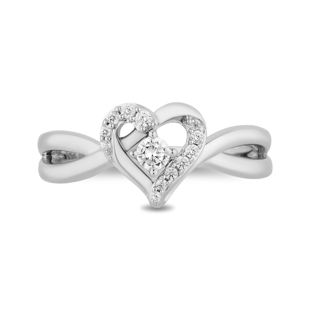 Hallmark Fine Jewelry Large Heartbeat Promise Ring in Sterling Silver with Diamonds