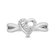 Load image into Gallery viewer, Hallmark Fine Jewelry Large Heartbeat Promise Ring in Sterling Silver with Diamonds
