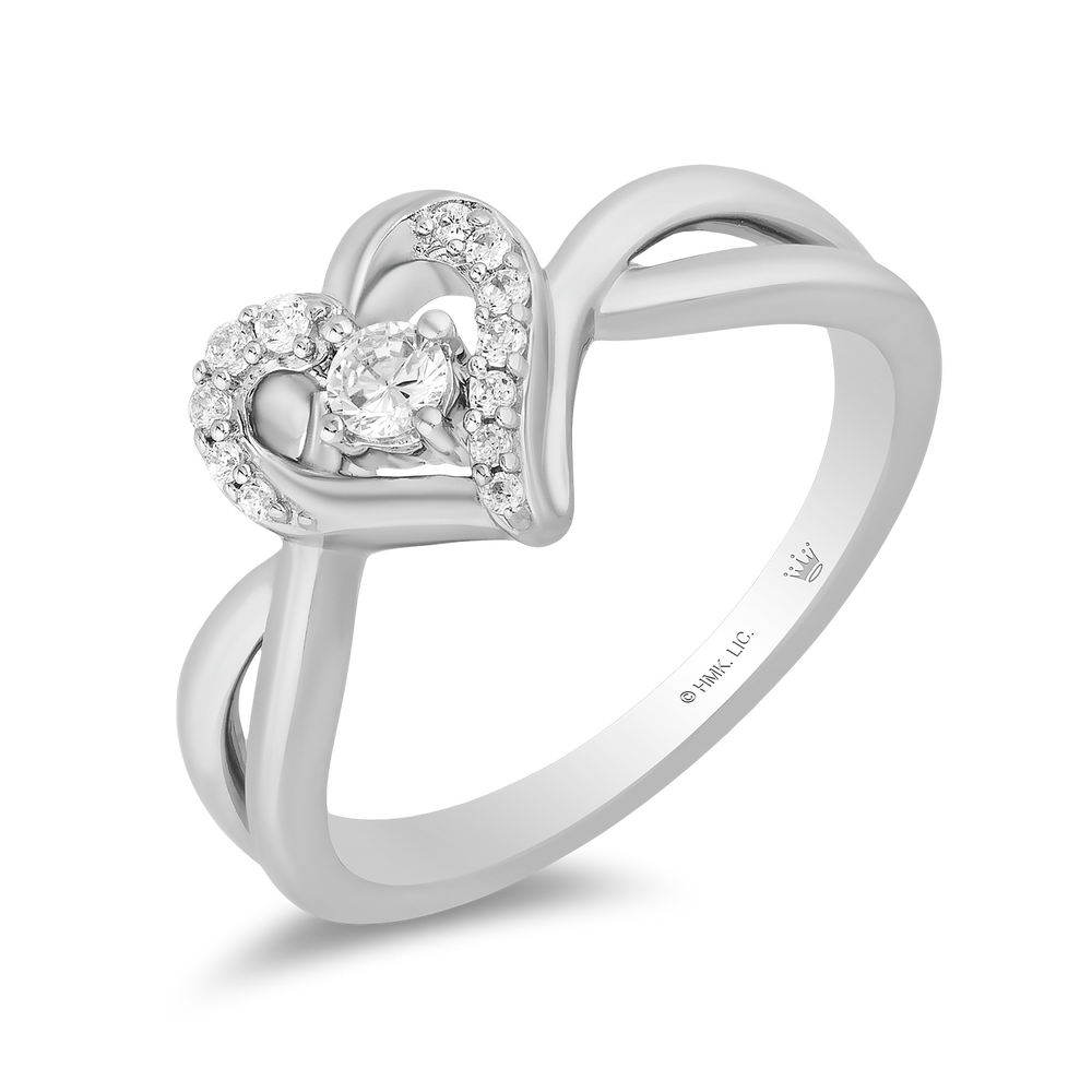 Hallmark Fine Jewelry Large Heartbeat Promise Ring in Sterling Silver with Diamonds