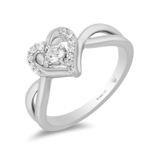 Load image into Gallery viewer, Hallmark Fine Jewelry Large Heartbeat Promise Ring in Sterling Silver with Diamonds
