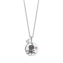 Load image into Gallery viewer, Hallmark Fine Jewelry October Flower of the Month Pendant in Sterling Silver with Pink Tourmaline and Diamond Accent
