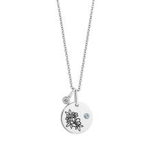 Load image into Gallery viewer, Hallmark Fine Jewelry March Flower of the Month Pendant in Sterling Silver with Aquamarine and Diamond Accent
