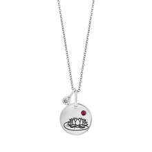 Load image into Gallery viewer, Hallmark Fine Jewelry July Flower of the Month Pendant in Sterling Silver with Ruby and Diamond Accent
