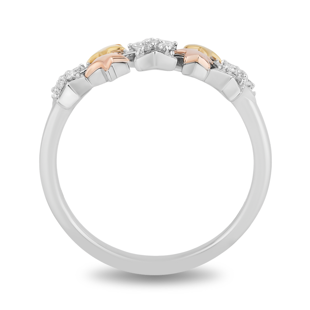 Hallmark Fine Jewelry Starry Night Ring in Sterling Silver and 14K Yellow and Rose Gold with Diamonds