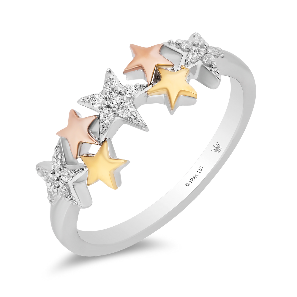 Hallmark Fine Jewelry Starry Night Ring in Sterling Silver and 14K Yellow and Rose Gold with Diamonds