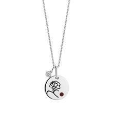 Load image into Gallery viewer, Hallmark Fine Jewelry January Flower of the Month Pendant in Sterling Silver with Diamond and Garnet Accent

