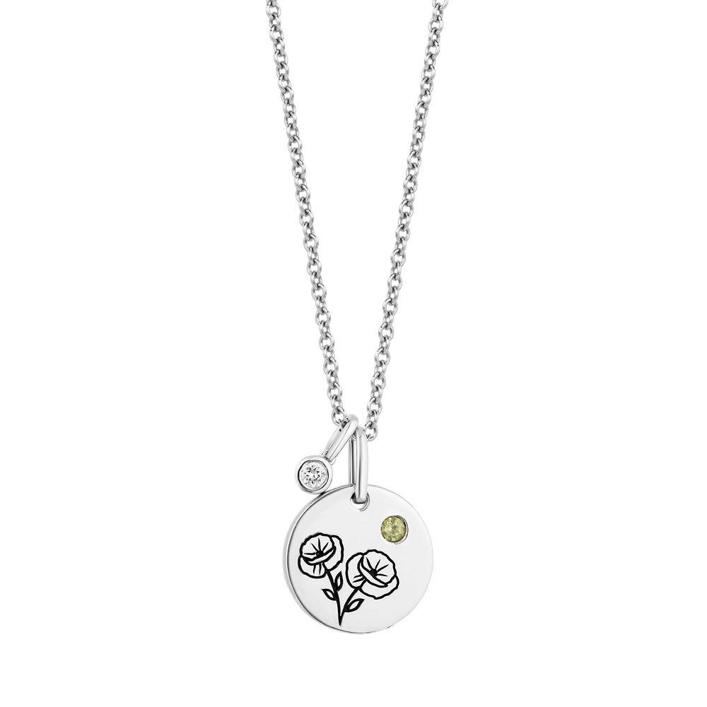 Hallmark Fine Jewelry August Flower of the Month Pendant in Sterling Silver with Peridot and Diamond Accent