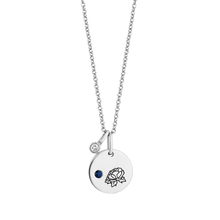 Load image into Gallery viewer, Hallmark Fine Jewelry September Flower of the Month Pendant in Sterling Silver with Blue Sapphire and Diamond Accent
