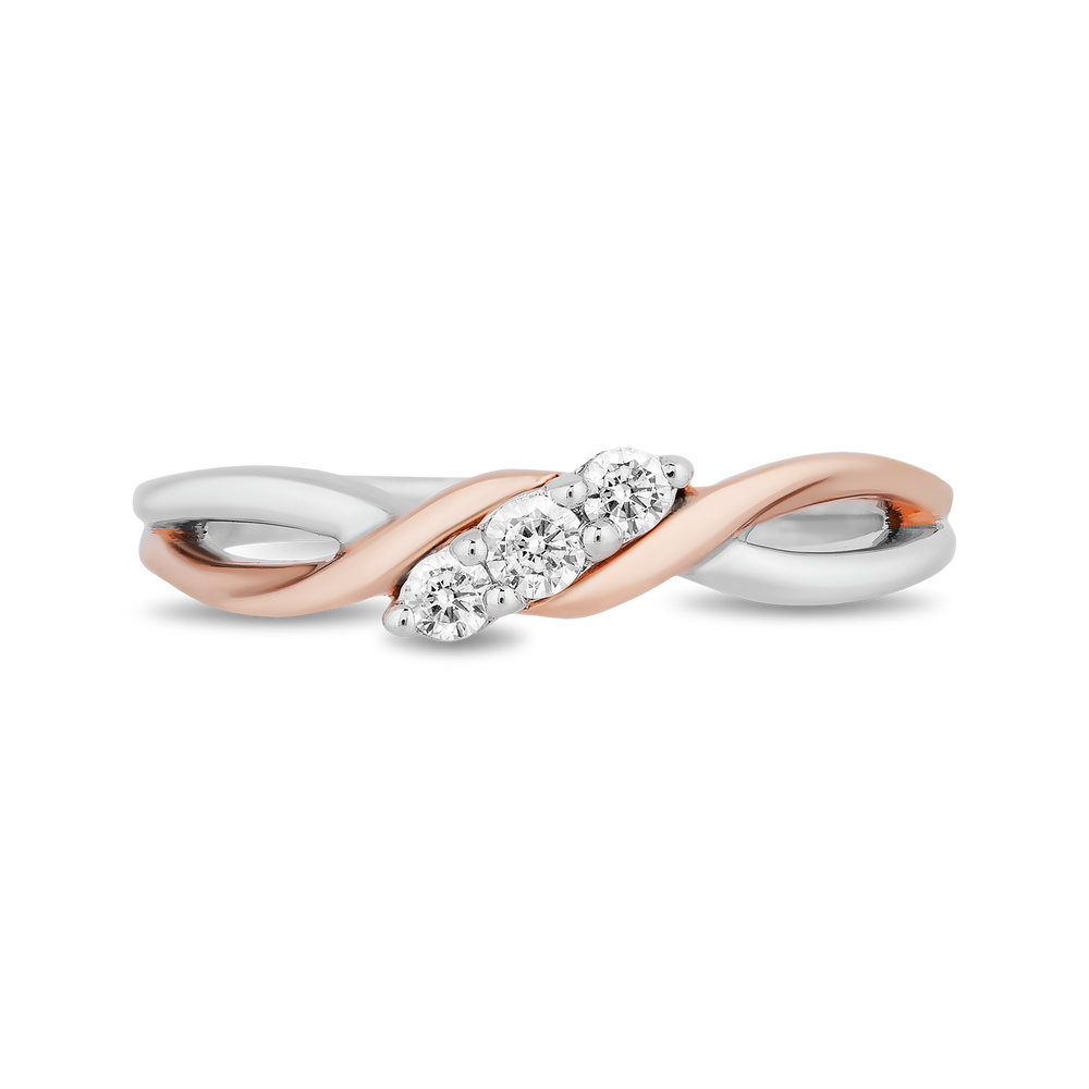 Hallmark Fine Jewelry Two-Tone Eternal Connection Promise Ring in Sterling Silver and 14K Rose Gold with Diamonds