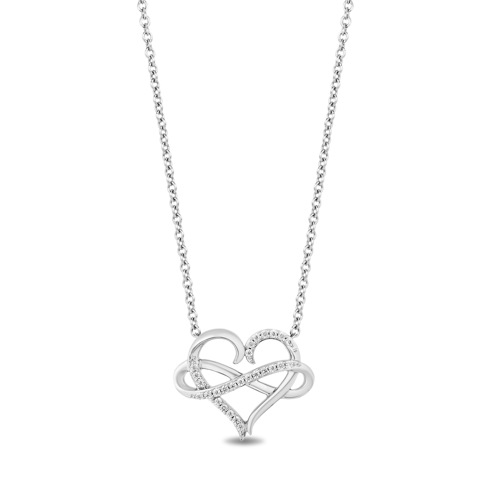 Hallmark Fine Jewelry Infinity Love Heart Necklace in Sterling Silver with 1/4 Cttw Diamonds