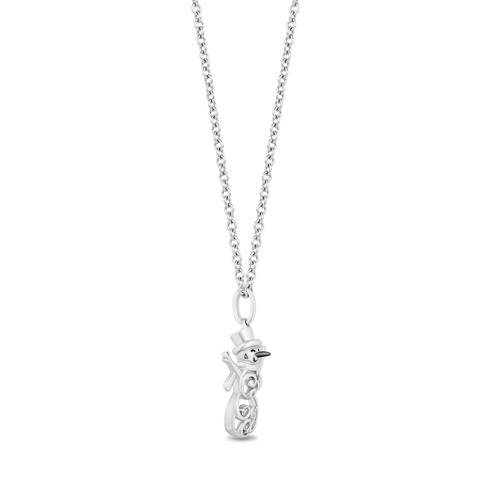 Hallmark Fine Jewelry Swirling Snowman Pendant in Sterling Silver with Diamond Accent