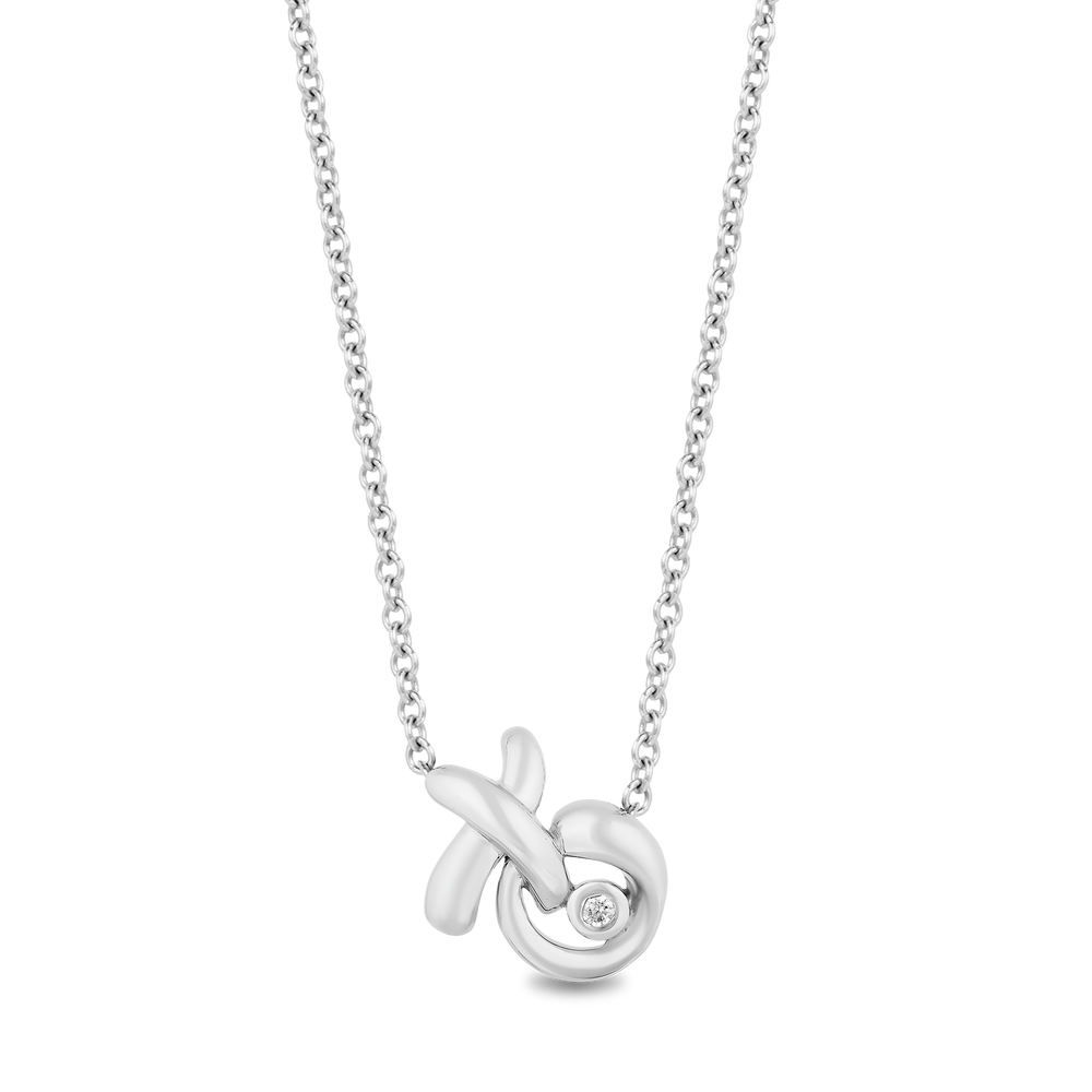 Hallmark Fine Jewelry Sculpted Hug and Kiss Pendant in sterling silver with Diamond Accents