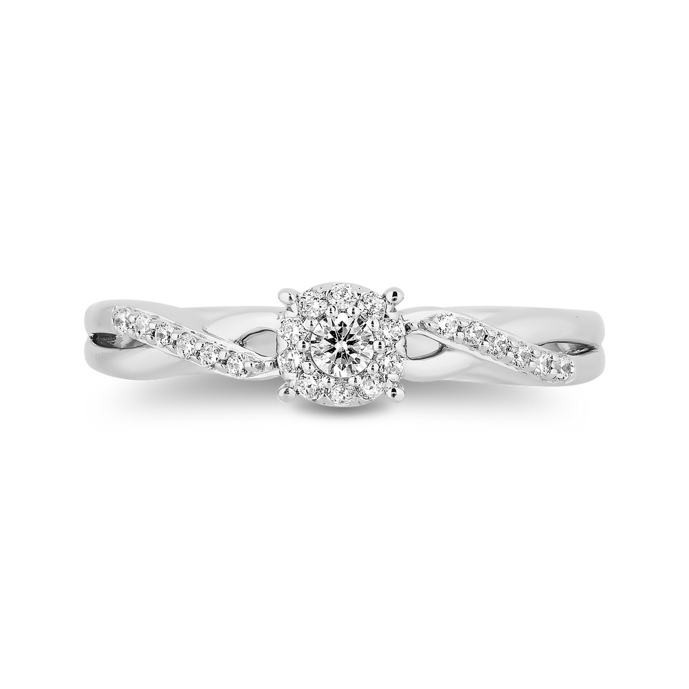 Hallmark Fine Jewelry Diamond Halo Criss-Cross Promise Ring in Sterling Silver