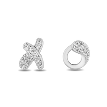 Load image into Gallery viewer, Hallmark Fine Jewelry Sculpted One Hug and One Kiss Earrings in Sterling Silver with 1/8 Cttw of Diamonds
