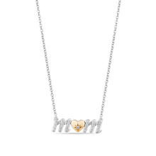 Load image into Gallery viewer, Hallmark Fine Jewelry I Heart Mom Necklace in Sterling Silver &amp; 14K Yellow Gold with Diamonds
