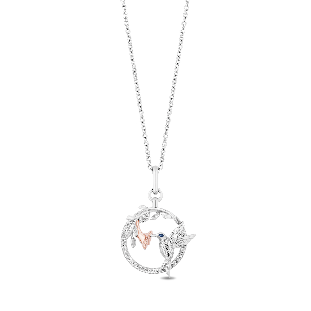 Hallmark Fine Jewelry Hummingbird Medallion in Sterling Silver & 14K Rose Gold with Diamonds